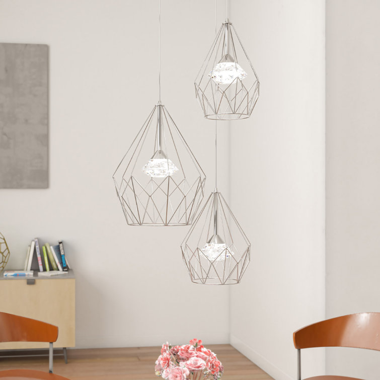 3 Light LED Spiral Pendant Ceiling Light With Different Shade Sizes