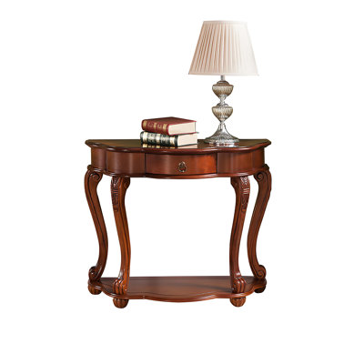 36.22"American-style brown solid wood semi-circular entrance table