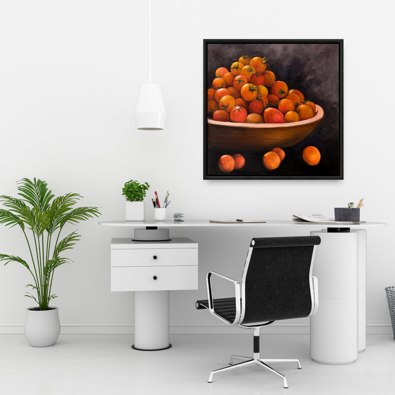Toile bol de tomates cerise | Art moderne de décoration intérieure, H 25,25 po x l 25,25 po