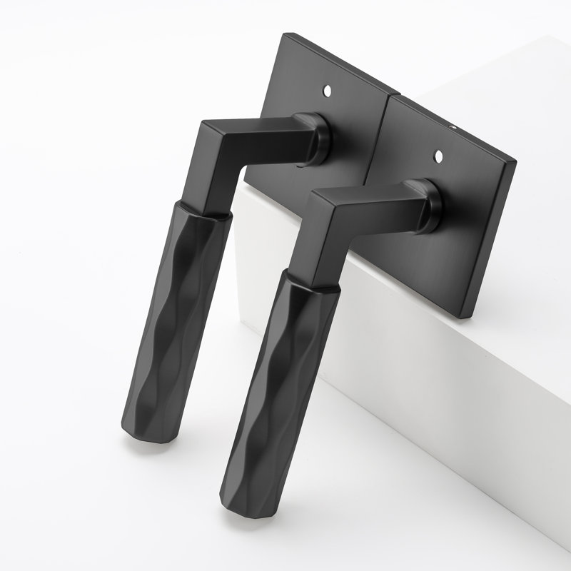 Poignée de porte intérieure de lit / bain moderne Hailey noir mat avec rosette carrée et vis dissimulées (intimité), Square