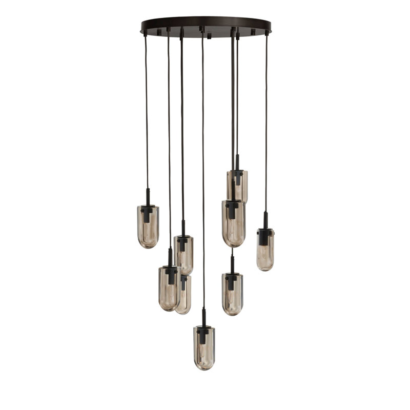 Javier Multi-Port Chandelier, Smoke, English Bronze, 5 Lights