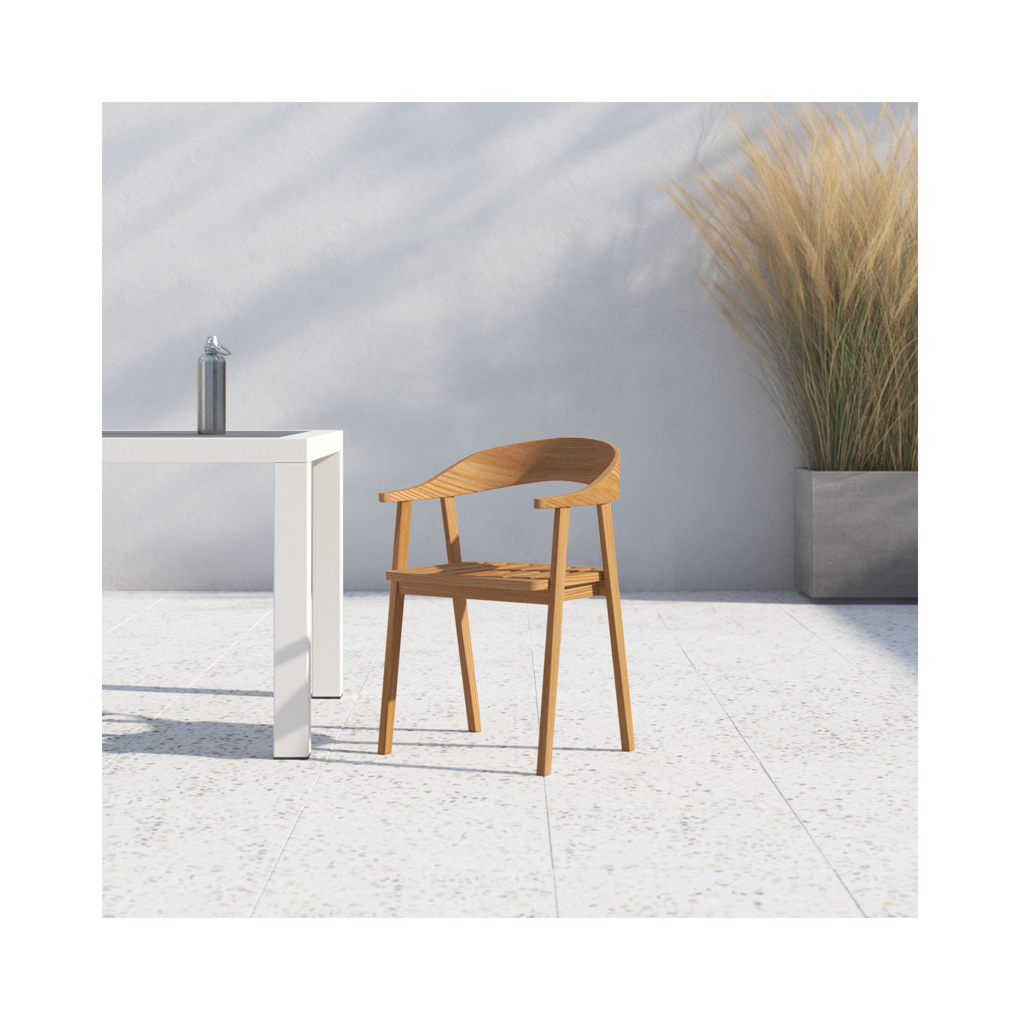 Mendy Teak Wood Premium All-Weather Wicker Outdoor Dining Armchair