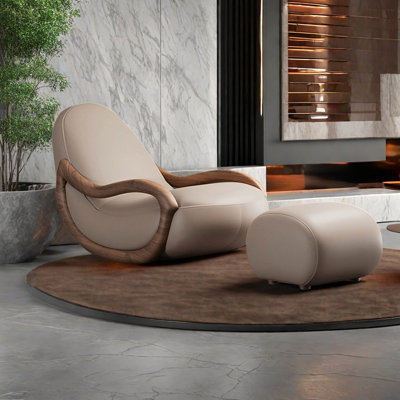 Leisure Faux Leather Rocking Chair with Ottoman