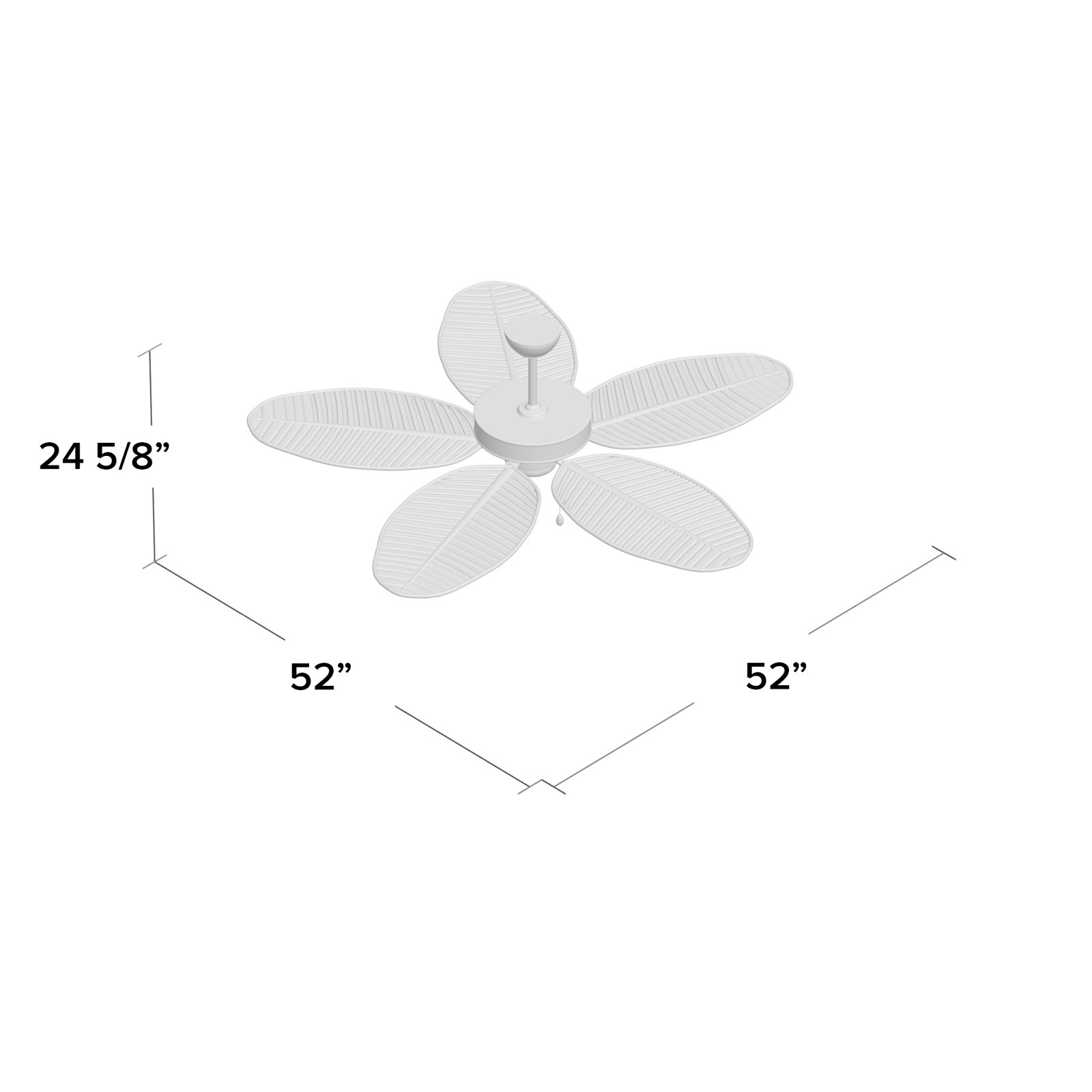 52" Outdoor Ceiling Fan, White with White Blades