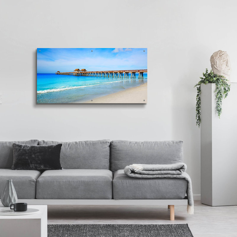 «Naples Florida Pier» par Epic Portfolio, art mural en verre acrylique, H 24 po x l 48 po x P 0,2 po