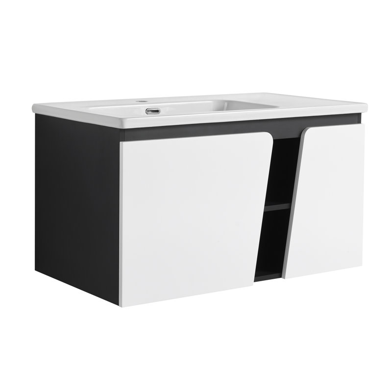 Jayneen 36 " W Free Standing Wall Mounted Single Double Single Vanity Bathroom Vanity With Ceramic Top