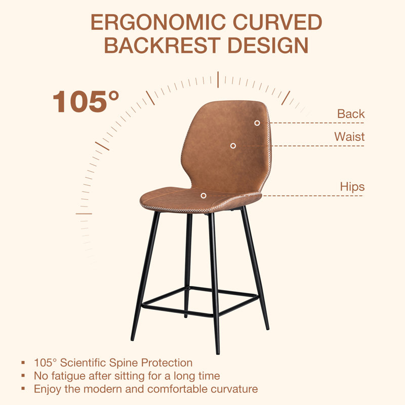 Upholstered Counter Stool With Metal Frame, Counter Stool (24” Seat Height), 3