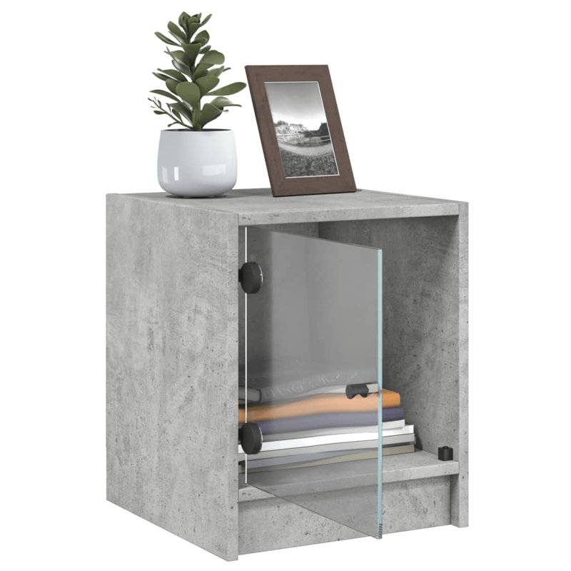 Massiyah 35cm W Manufactured Wood Bedside Table, Concrete Grey, Set of 2