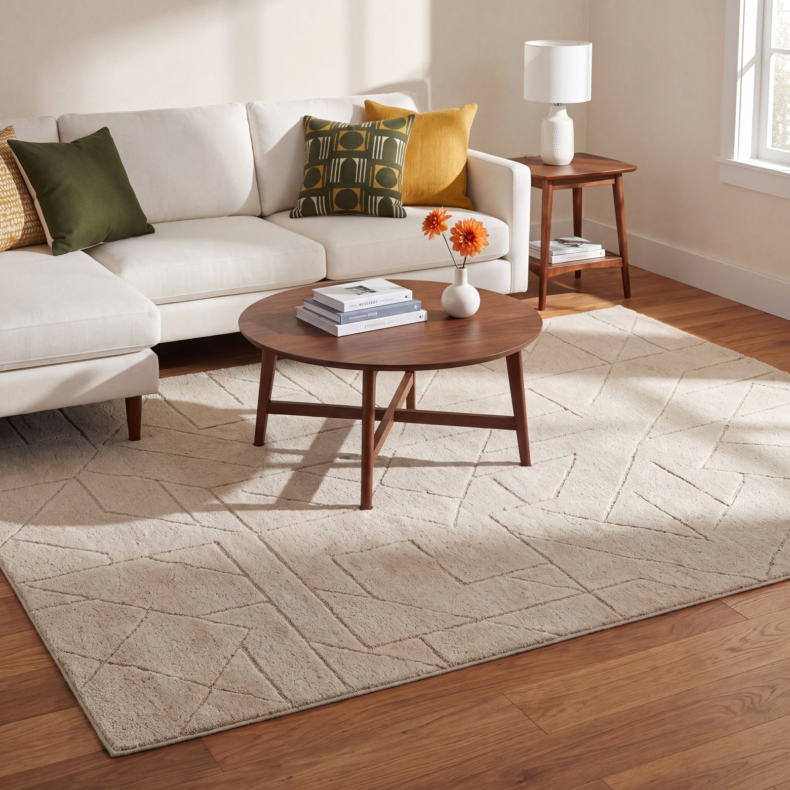 Orenthal Hand-Tufted Geometric Wool Rug, Rectangle 5' x 8'