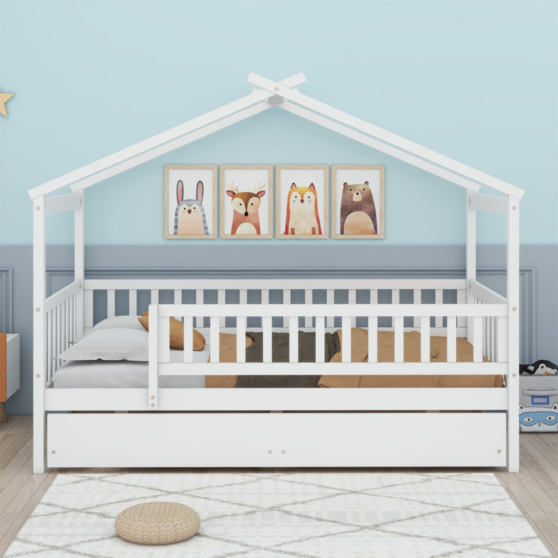 Aswin Kids Twin Platform with Drawers, White