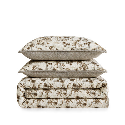 Tommy Bahama Surfside Cotton Reversible Brown Quilt Set