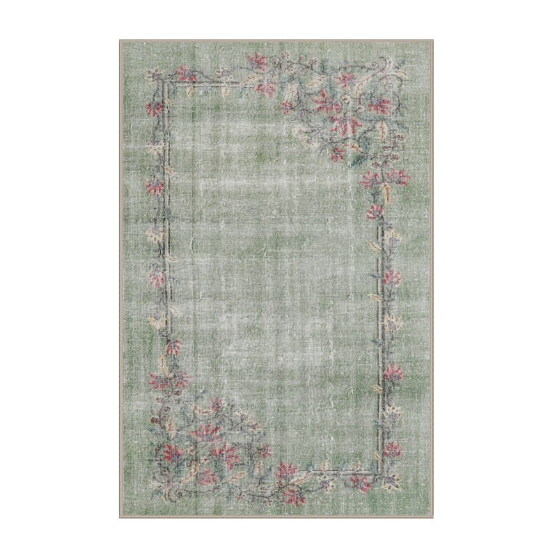 Tapis traditionnel rouge / vert clair Withamsville, Rectangle 6 pi x 9 pi