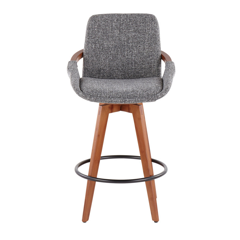 Tabouret de comptoir Cosmo Mid-Century en tissu noyer et gris par Lumisource, Gris