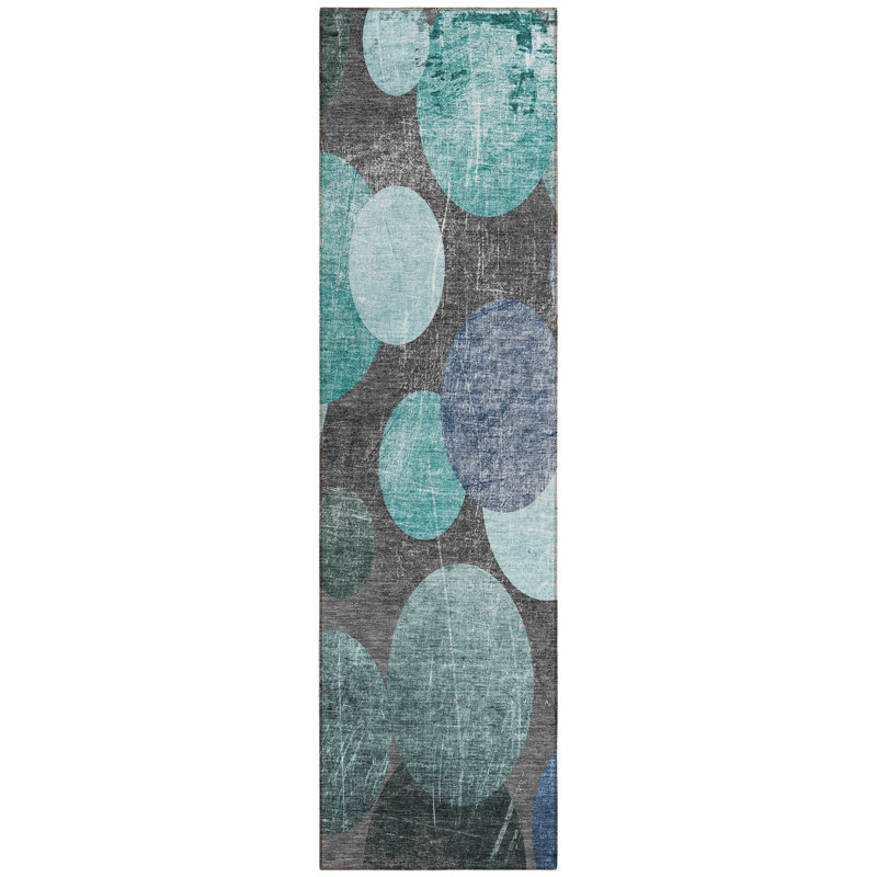 Tapis de couloir d'extérieur 8 pi gris et bleu