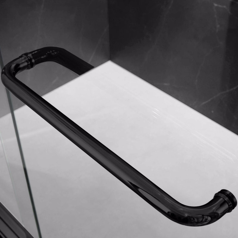 60'' W X 74'' H Door Sliding Opening Frameless Design Shower Door With 6Mm Tempered Glass, Matte Black