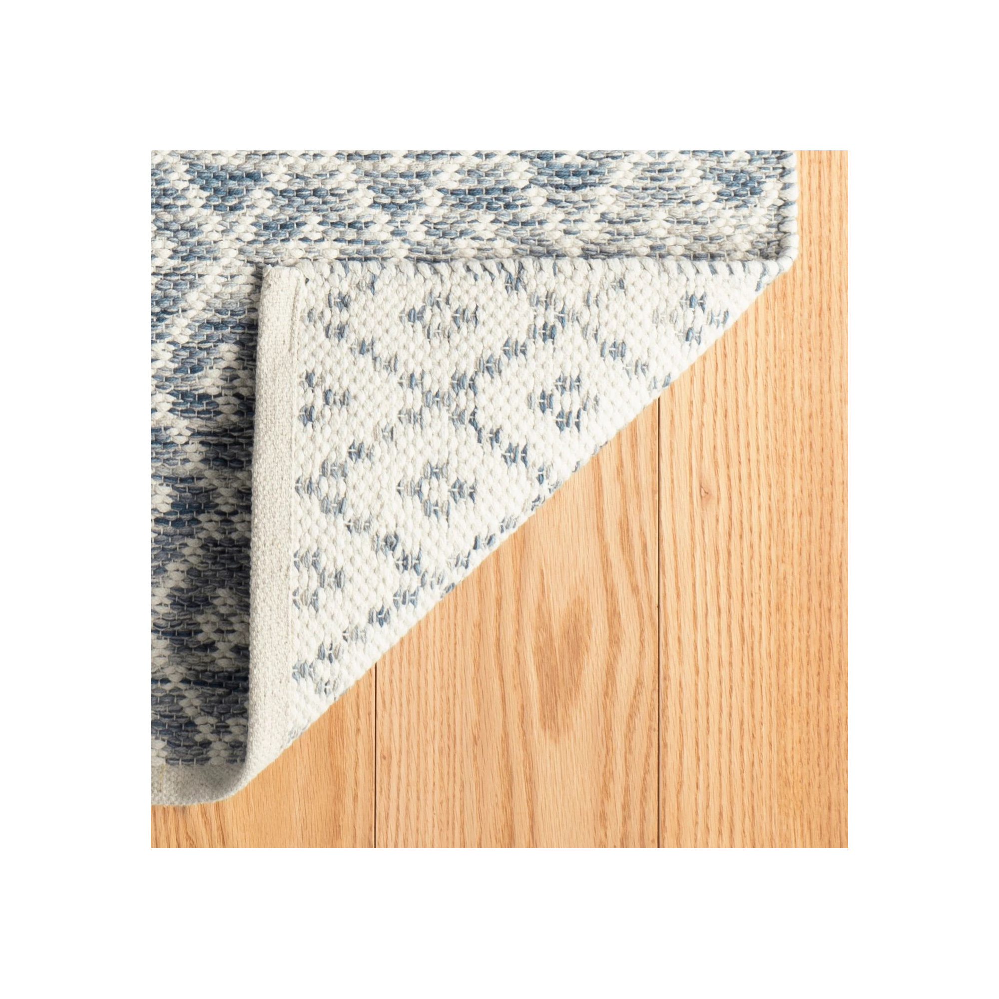 Melange Diamond Blue Handwoven Cotton Rug, Rectangle 2' x 3'