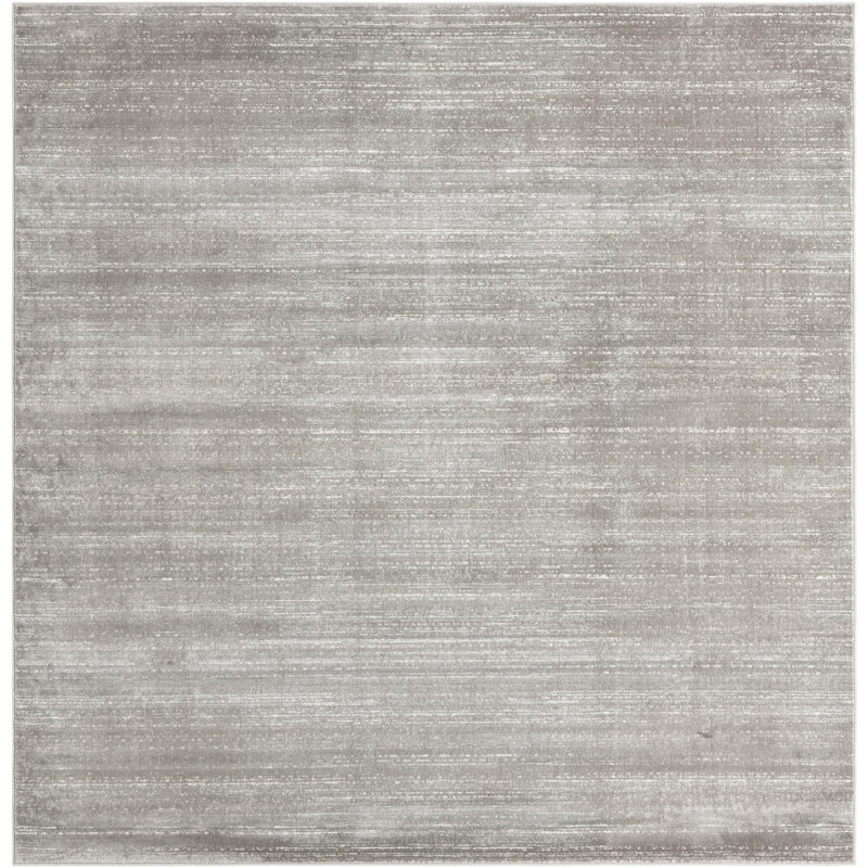 Tapis uni / rayé gris-ivoire Aimeeleigh, Carré 7 pi 10 po