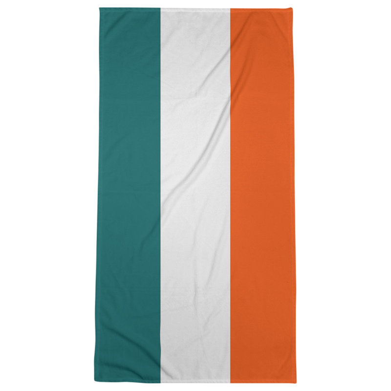 Cotton Blend Beach Towel, Aqua/Ivory/Orange