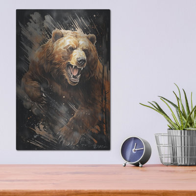 Art mural en métal Millwood Pines «Grizzly Bear» par Momart