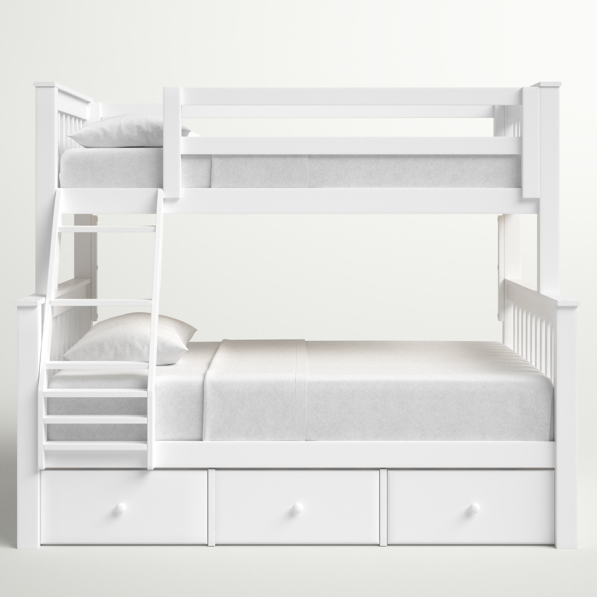Hildegun Kids Bunk Bed with Drawers, Extra Long Twin, White