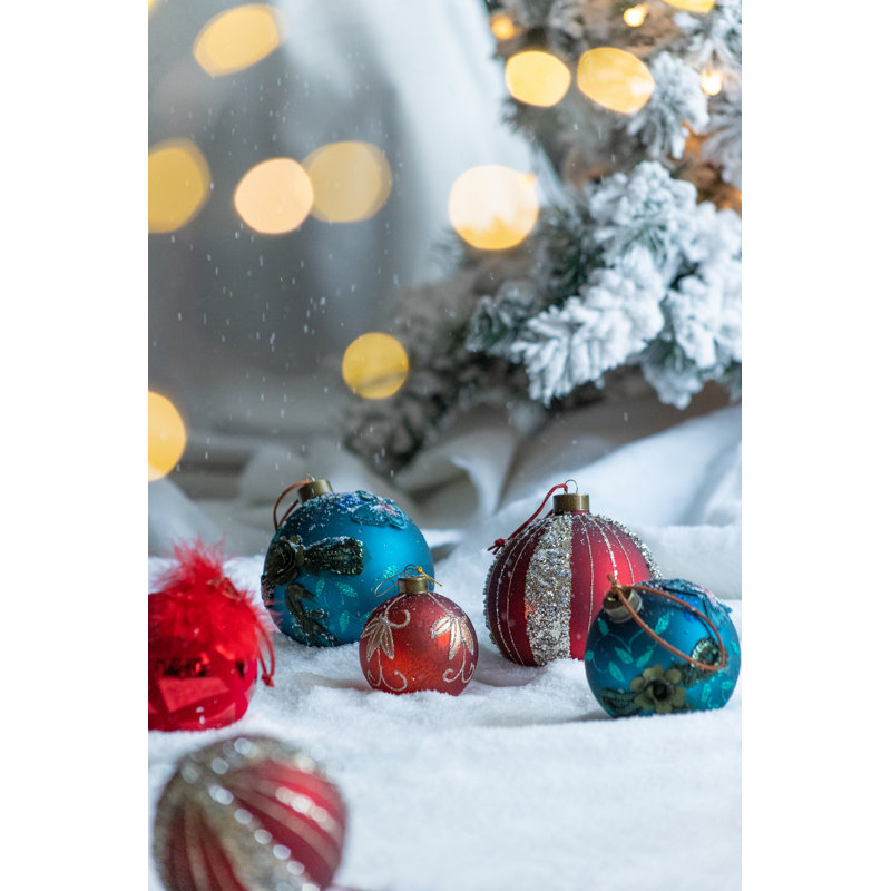 Ornement boule de verre Sequin Band, Rouge
