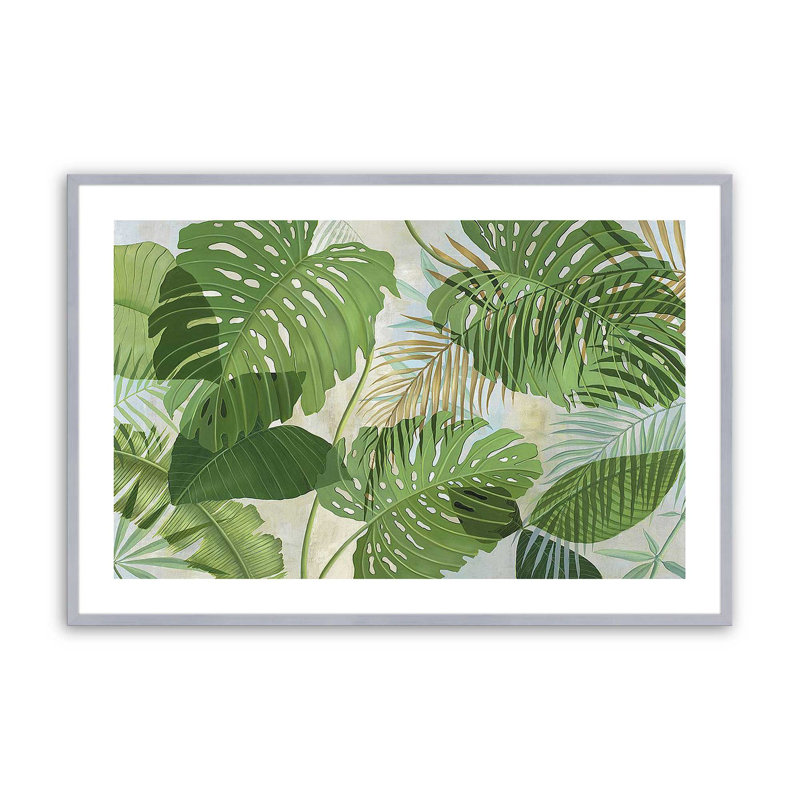«Tropical Jade Oasis» encadré sur papier par Max Maxx Print, Chrome poli, H 13,25 po x l 17,25 po x P 1,25 po