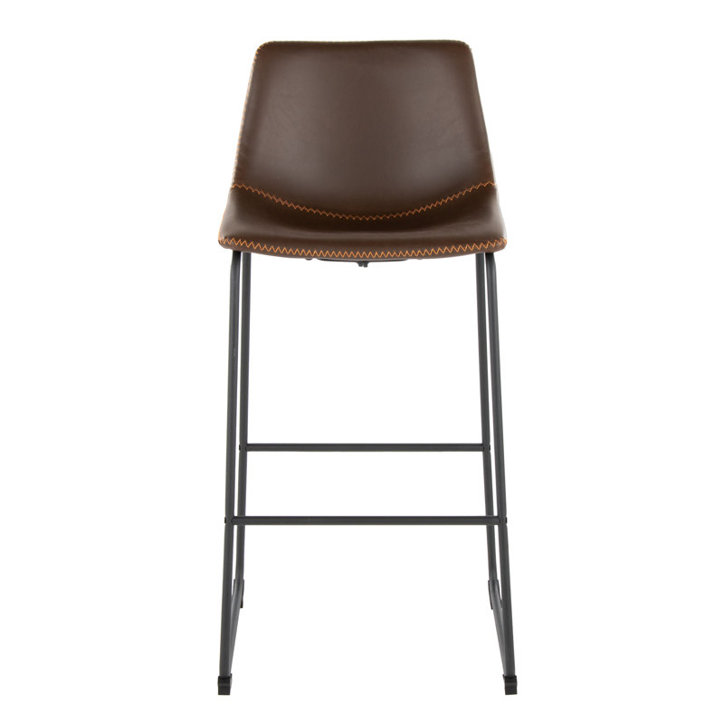 Tabouret de bar industriel de 30 pouces à hauteur fixe, chaise de bar à structure en métal avec assise et dossier rembourrés en cuir synthétique doux