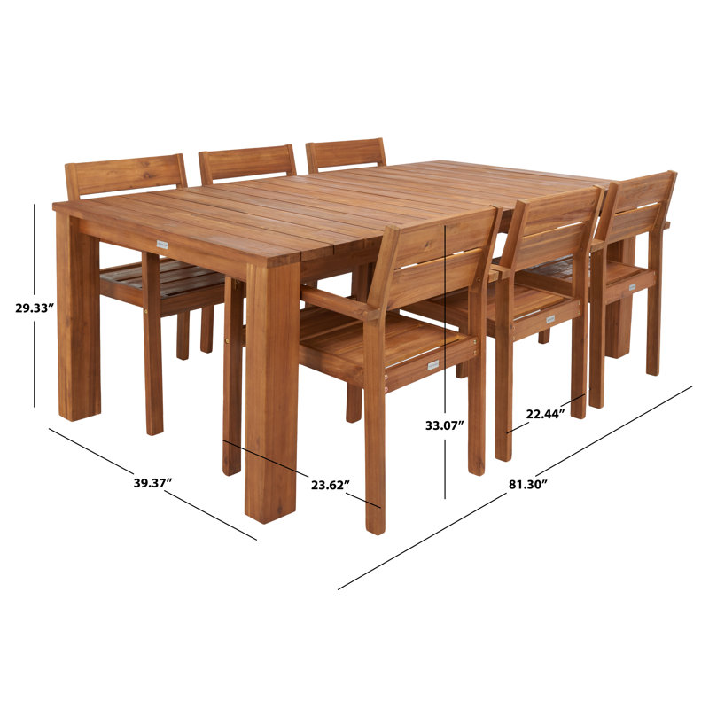 Azul 6 - Person Acacia Wood Patio Dining Set with Rectangular Table