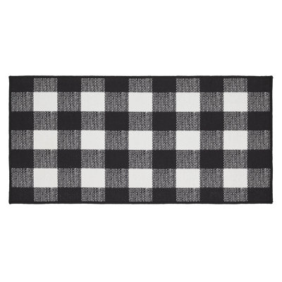  Annie Buffalo Check Gingham Machine Woven Flatweave Polyester Indoor / Outdoor Area Rug in Black/White