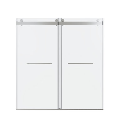 68-72 Inches *76 Inches  Frameless Double Sliding Soft-Close Shower Door, 3/8 Inches (10Mm) Thick SGCC Tempered Glass Door, Chrome