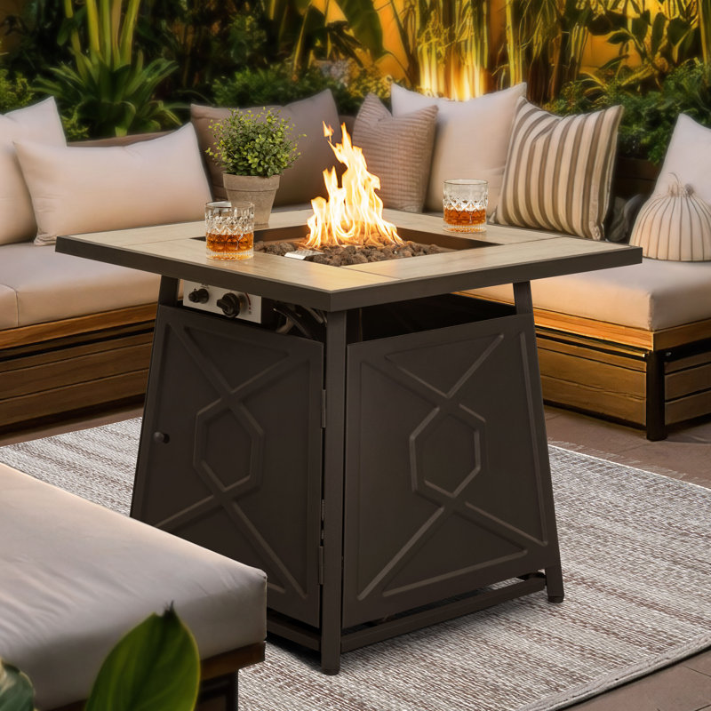 Outdoor 28 Inch 50,000 BTU Propane Gas Fire Pit Table