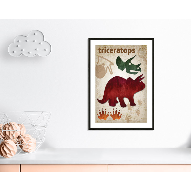 Adhésif décoratif dinosaures-04 ', H 35,5 po x l 25,5 po x P 1,1875 po, Cadre boîte à grain de bois noir