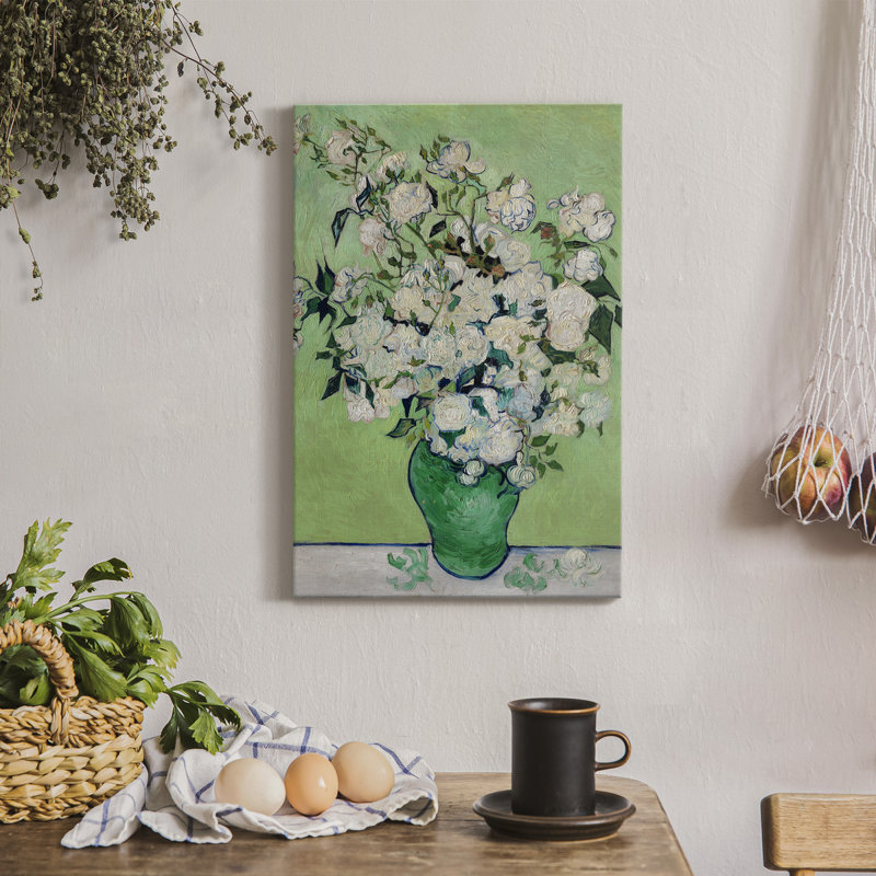 Roses - peinture sur toile tendue, H 18 po x l 12 po x P 1 po