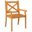 Chaise de salle à manger d'extérieur avec accoudoirs en bois d'acacia massif
