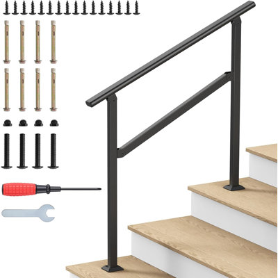 Hand Rails for Outdoor Steps, 2-5 Steps Wrought Iron Handrails for Outdoor Steps