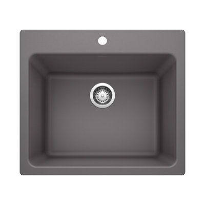 Liven SILGRANIT 25" Single Bowl Dual Mount Laundry Sink - Cinder