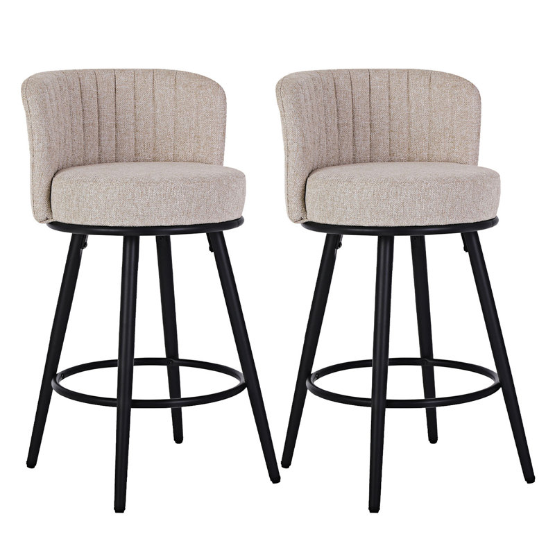Tabouret de bar 27,55 po Kiamani, Mélange de lin beige