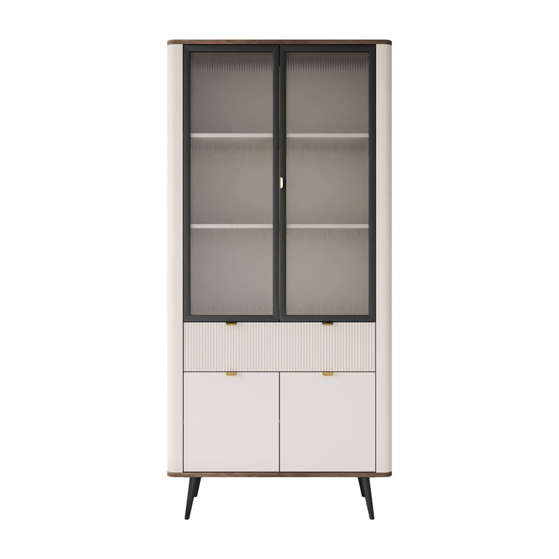 Display Cabinet, cashmere / walnut