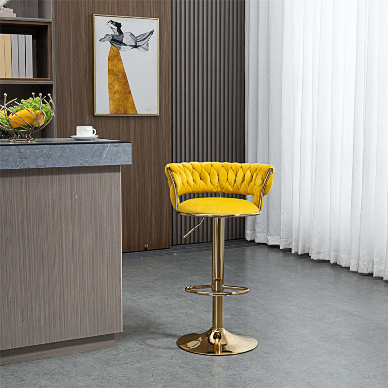 Tabouret pivotant à hauteur réglable Niambi, Moutarde