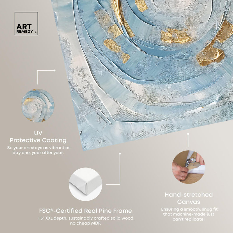 Golden Flux Blue and Gold Abstract Canvas Art, 30" x 30"