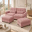 Canapé modulable 2 places en chenille Deerwood de 176 cm de large avec 2 poufs, coussins à volants et coussins lombaires-51657604