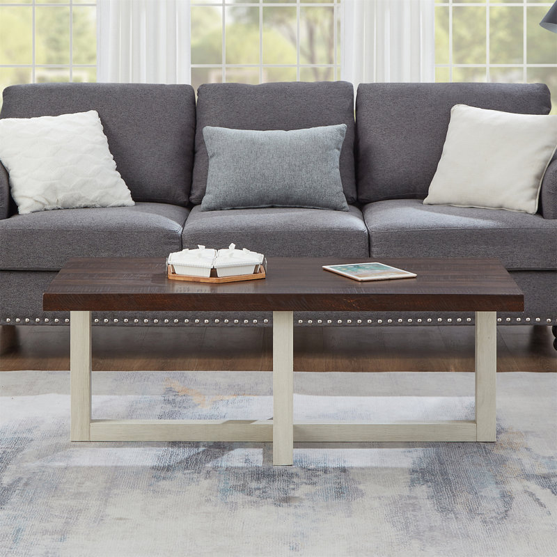 Table basse ronde Roundhill Furniture Luno, Noyer / Blanc, Bois
