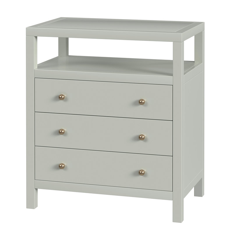 Table de chevet 3 tiroirs Celine 27 po, Vert sauge