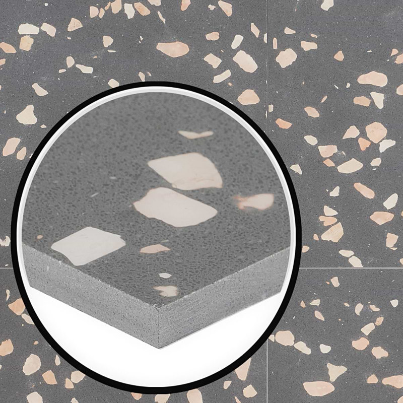 Terrazzo Italy Sacra 24x24 Honed Marble Tile, Dolce Grande Gray