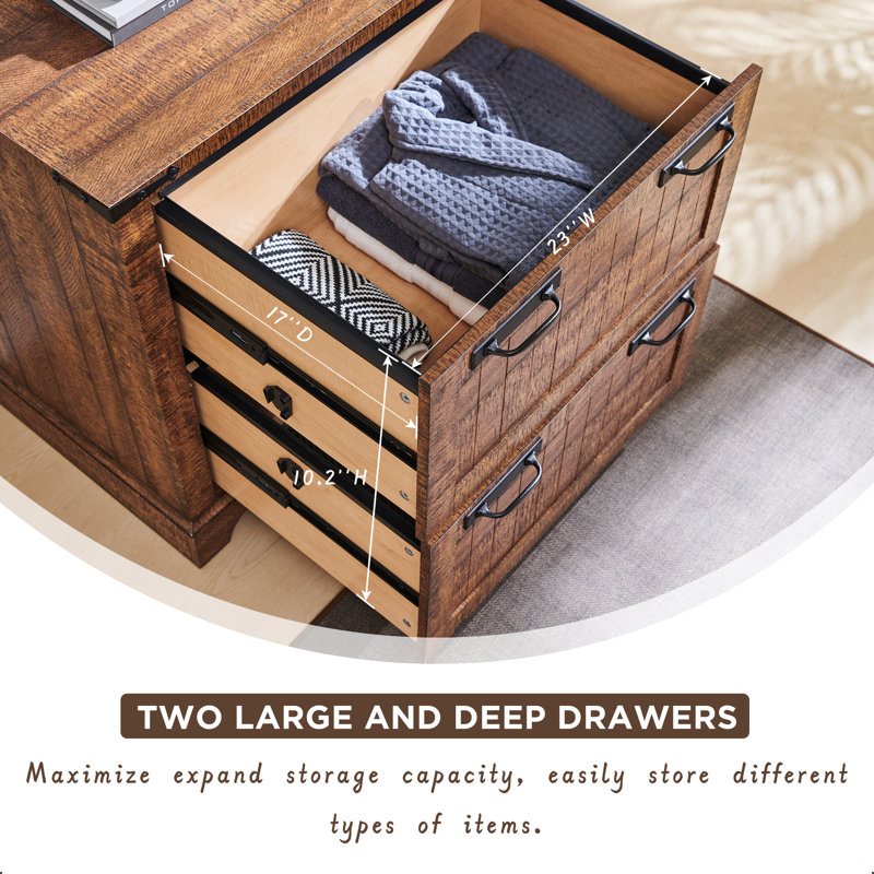 Deshion 30" W 2-Drawer Modern Farmhouse Lateral File Cabinet, Reclaimed Barnwood