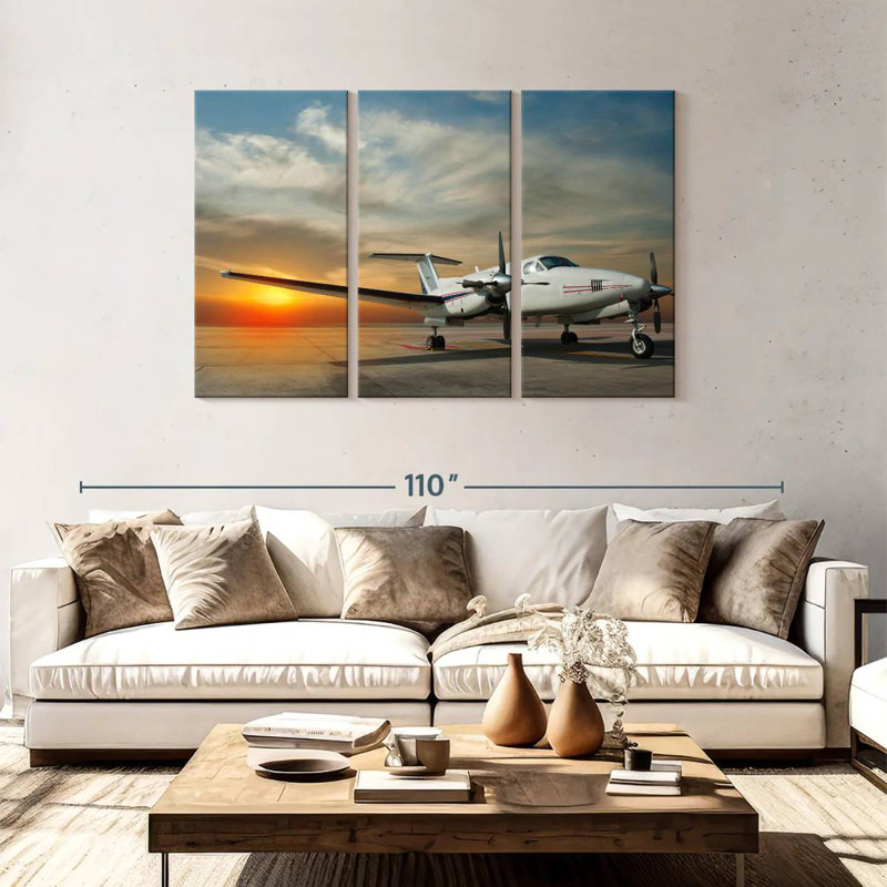 Mehar Parked Propeller Airplane, 48" H x 74" W