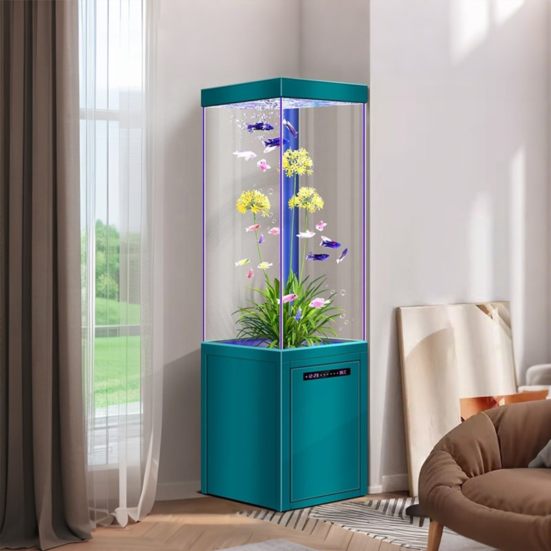 Aquarium vertical 23,62 po, 47.565 Gallon (59.06" H x 20.47" W x 15.75" D), Clear/Blue