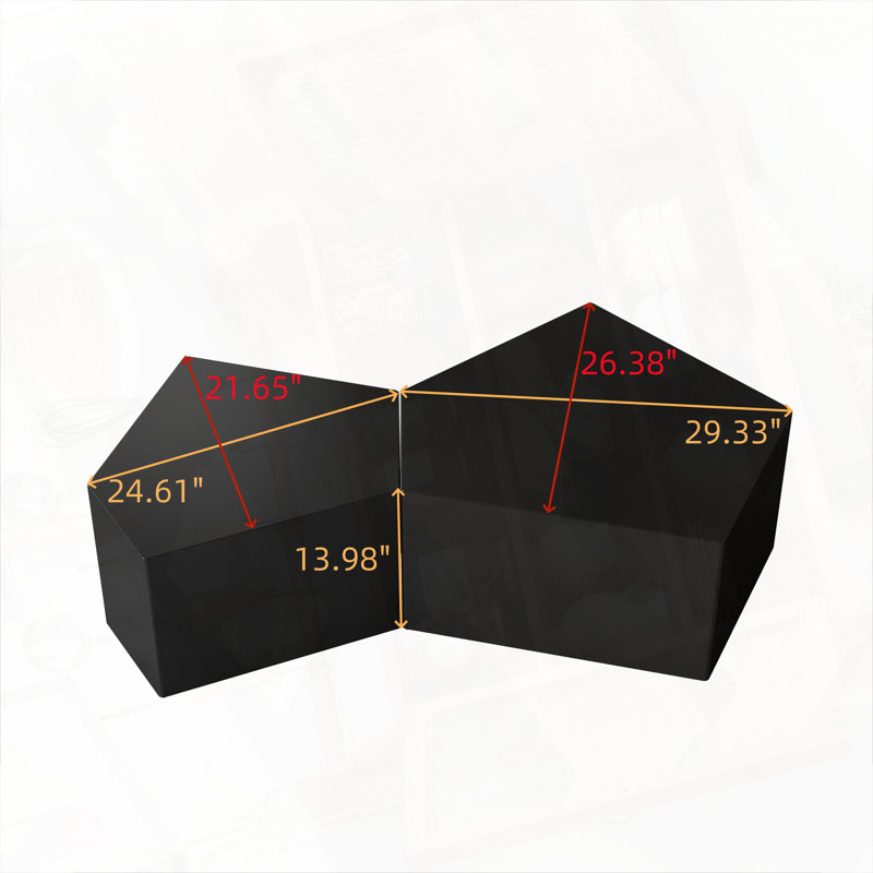 Irregular Pentagon Nesting Coffee Table Set for Living Room