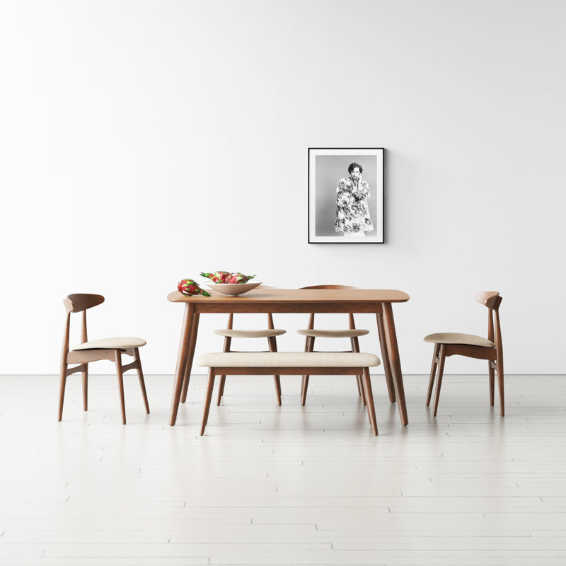 Gallman 6-Piece Rectangular Dining Set with Upholstered Chairs, 29.33"H x 35.44"L x 63"W