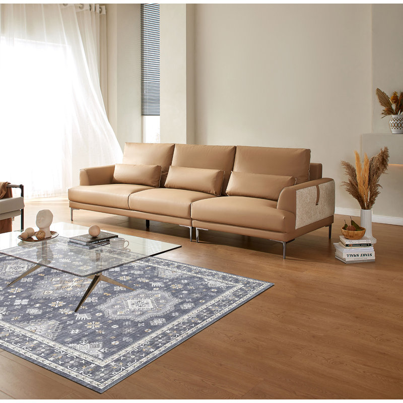Tapis lavable, doux, résistant aux taches et adapté aux animaux de compagnie, Rectangle 5 pi x 7 pi